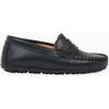 Navy Leather Boy Loafer Shoes - Dress Shoes - 3