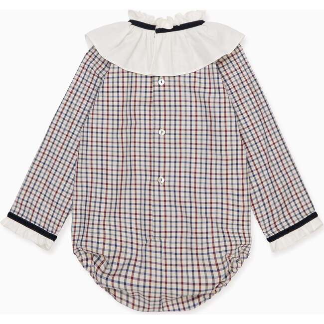 Burgundy Check Odisea Baby Girl Romper - Dresses - 4