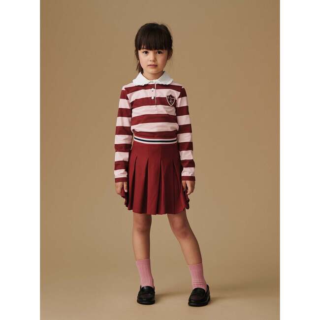 Pink Stripe Rosalie Long Sleeve Girl Polo Shirt - Blouses - 2