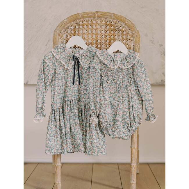 Grey Floral Lorena Baby Girl Smocked Romper - Dresses - 4
