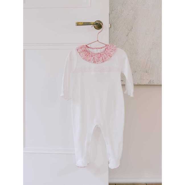 White Flora Baby Girl Smock Sleepsuit - Pajamas - 2