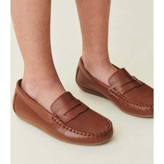 Tan Leather Boy Loafer Shoes - Dress Shoes - 2