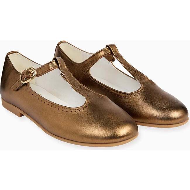 Bronze Leather Girl T-Bar Shoes - Dress Shoes - 3