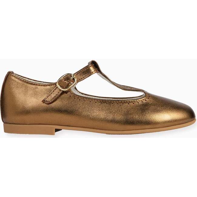 Bronze Leather Girl T-Bar Shoes - Dress Shoes - 4