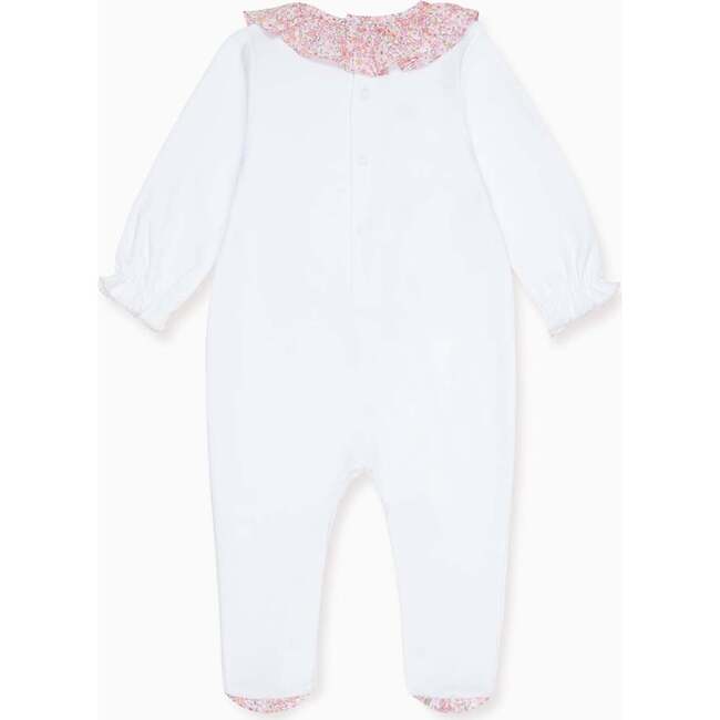 White Flora Baby Girl Smock Sleepsuit - Pajamas - 4