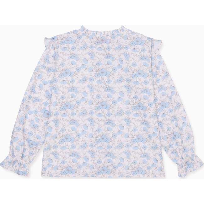 Blue Floral Bella Long Sleeve Girl Shirt - Blouses - 4