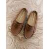 Tan Leather Boy Loafer Shoes - Dress Shoes - 6