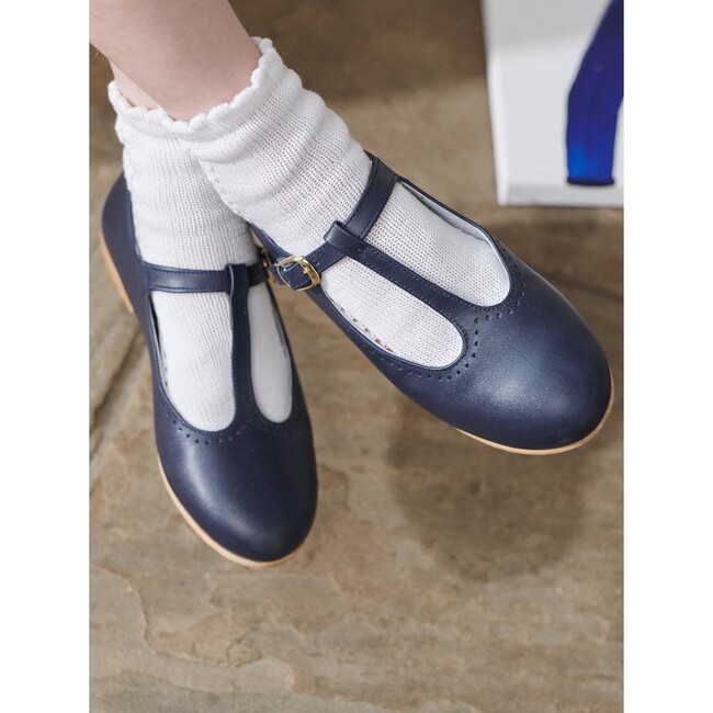 Navy Leather Girl T-Bar Shoes - Dress Shoes - 2