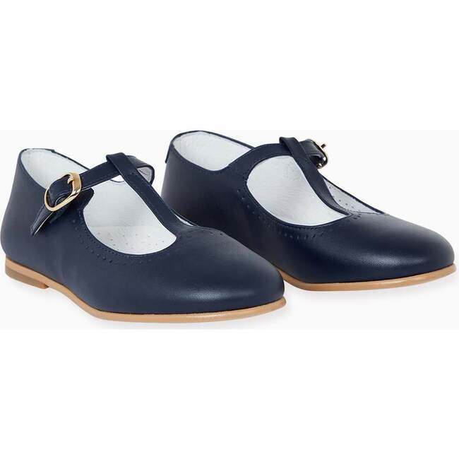 Navy Leather Girl T-Bar Shoes - Dress Shoes - 3