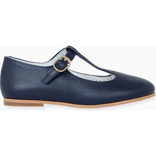 Navy Leather Girl T-Bar Shoes - Dress Shoes - 4