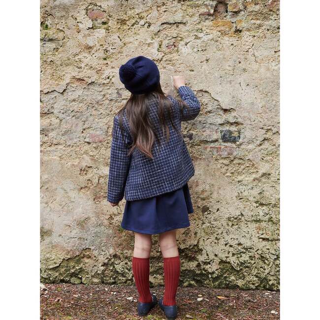 Navy Check Gabriella Girl Jacket - Coats - 4