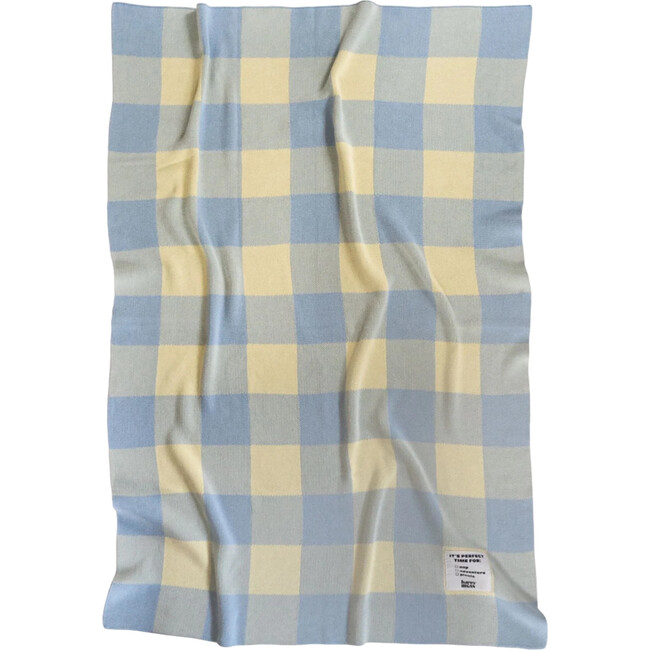 Vichy Organic Cotton Blanket, Blue & Mist