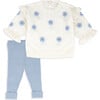 Daisy Sweater Top & Legging Set, Blue - Mixed Apparel Set - 1 - thumbnail