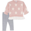 Star Sweater Top & Legging Set, Pink - Mixed Apparel Set - 1 - thumbnail