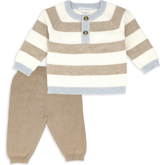 Stripe Sweater Top & Pant Set, Tan