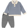 Rib Sweater Top & Pant Set, Blue - Mixed Apparel Set - 1 - thumbnail