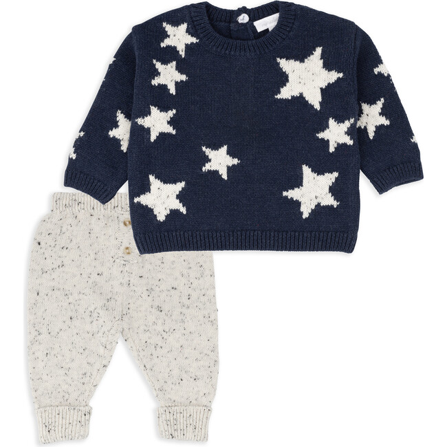 Star Sweater Top & Pant Set, Navy