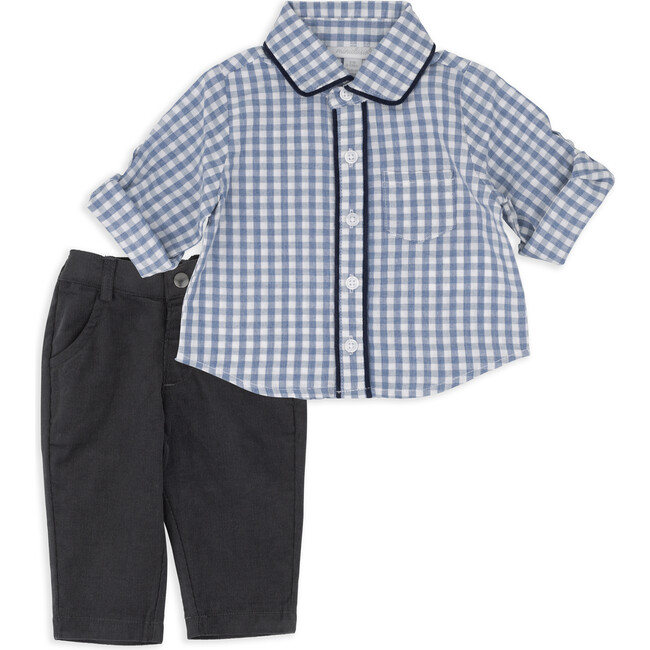 Gingham Shirt & Pant Set, Blue