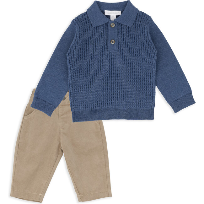 Cable Sweater Top & Pant Set, Blue