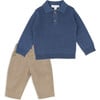 Cable Sweater Top & Pant Set, Blue - Mixed Apparel Set - 1 - thumbnail