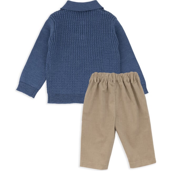 Cable Sweater Top & Pant Set, Blue - Mixed Apparel Set - 3