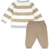 Stripe Sweater Top & Pant Set, Tan - Mixed Apparel Set - 3