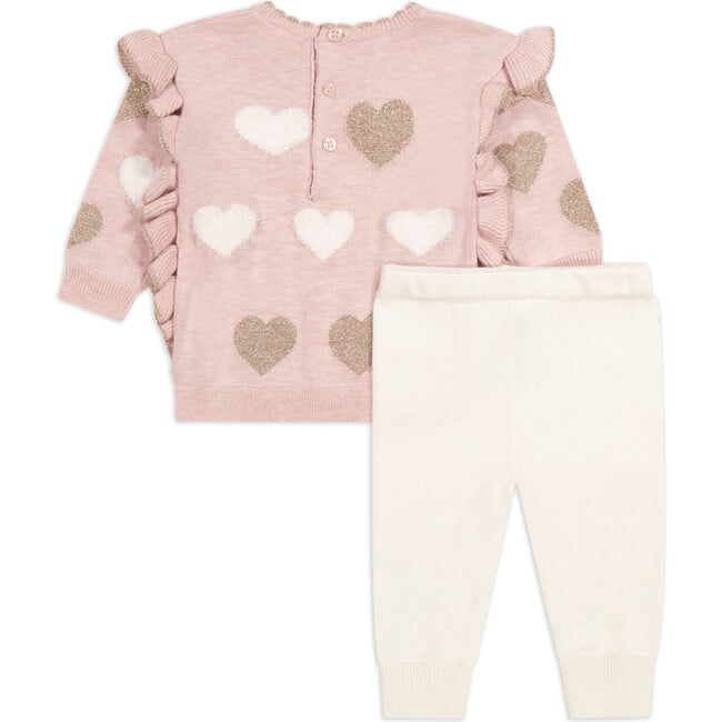 Heart Sweater Top & Pant Set, Pink - Mixed Apparel Set - 3