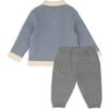 Rib Sweater Top & Pant Set, Blue - Mixed Apparel Set - 3