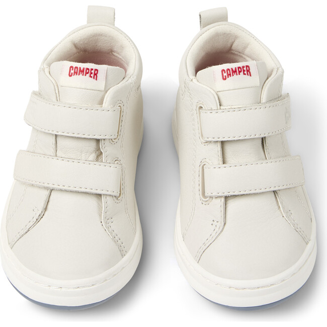 Kids Twins Leather Sneakers, White & Black