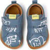 Peu Leather First Walkers Shoes, Blue & White - Sneakers - 1 - thumbnail