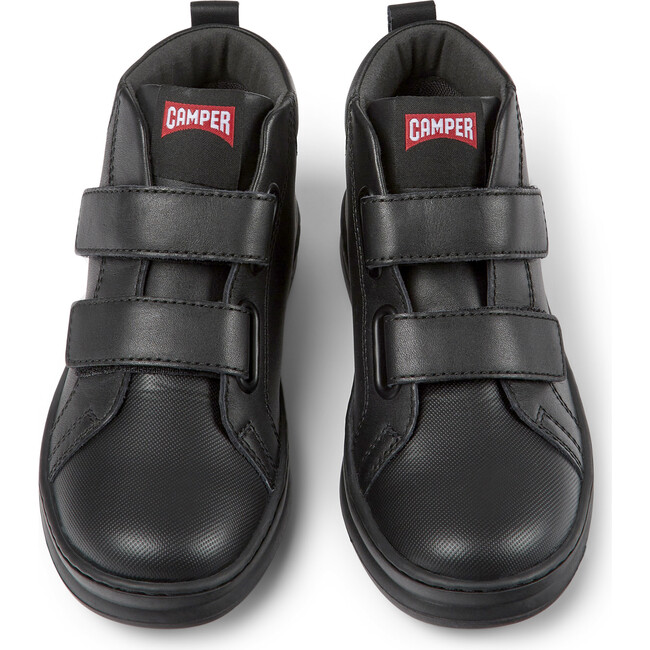 Kids Runner Four Velcro Strap Sneakers, Black - Sneakers - 1