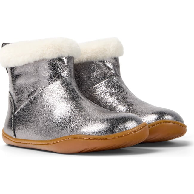 Kids Peu Leather Ankle Boots, Grey - Boots - 2