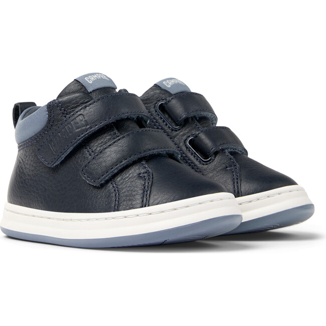 Kids Runner Leather Sneakers, Navy - Sneakers - 2