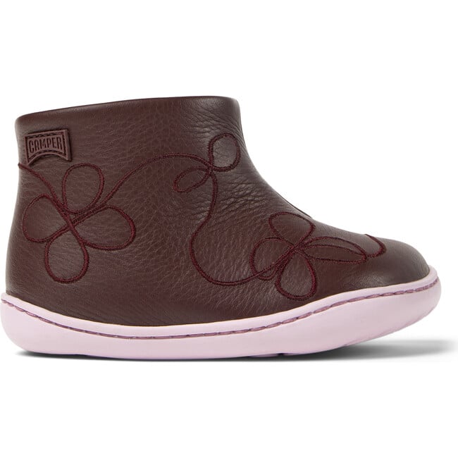 Kids Twins Leather Ankle Boots, Burgundy - Boots - 3