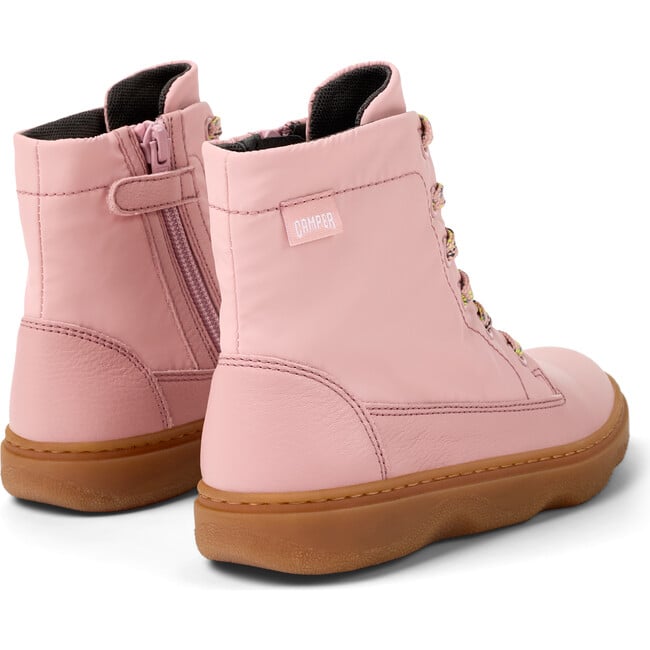 Kids Kiddo Textile Lace-Up Ankle Boots, Medium Pink - Boots - 5