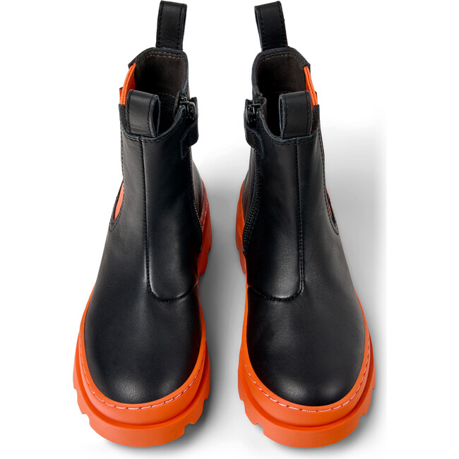 Kids Brutus Urban Style 360 Degree Stitched Boots, Black & Orange