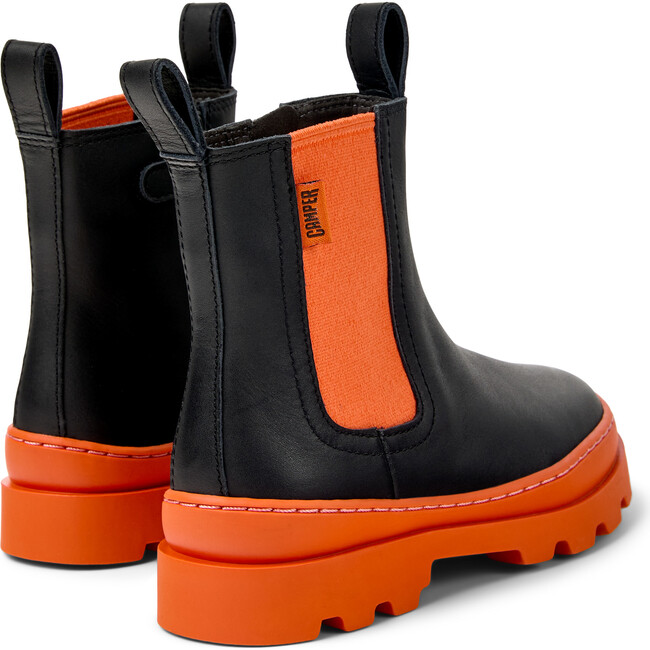 Kids Brutus Urban Style 360 Degree Stitched Boots, Black & Orange - Boots - 5