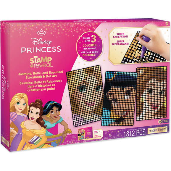 Make It Real: Disney Stamp To Reveal - Jasmine, Belle, Rapunzel Storybook & Dot Art