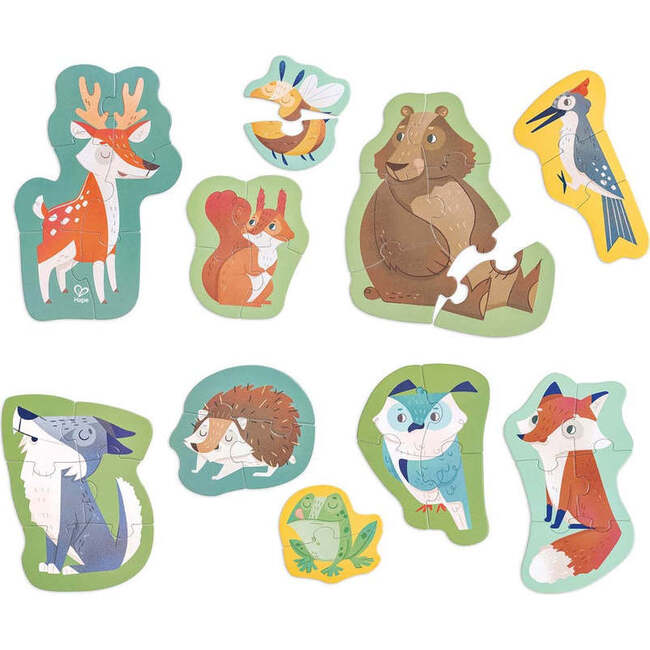 Hape: Woodland Friends Puzzle - 10 Mini Animal Shaped Puzzles