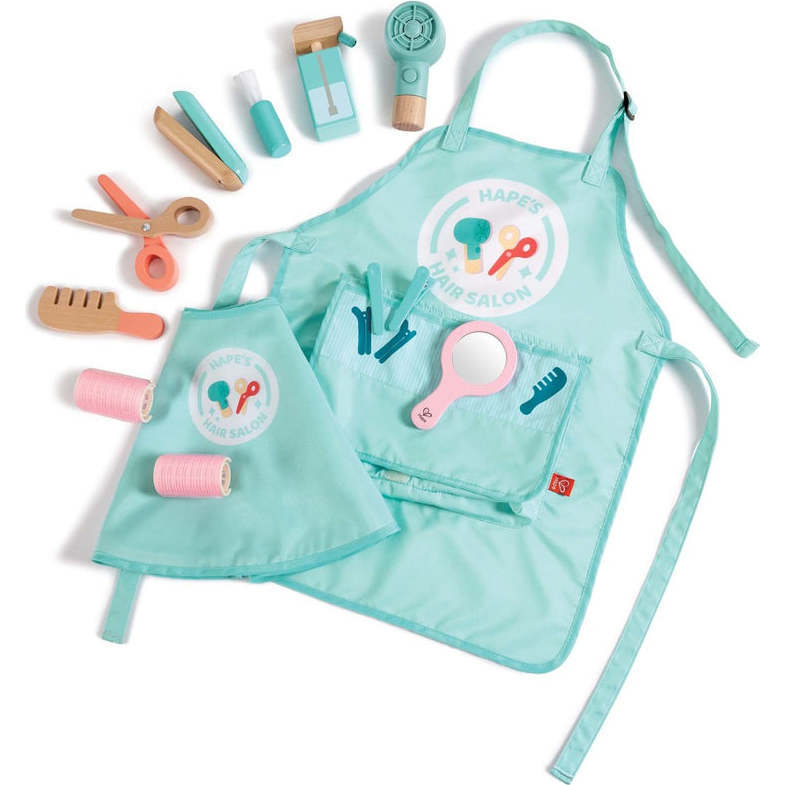 Hape: Super Stylish Hair Salon Set - 15pc, Teal & Pink Toy Set - Play Kits - 1