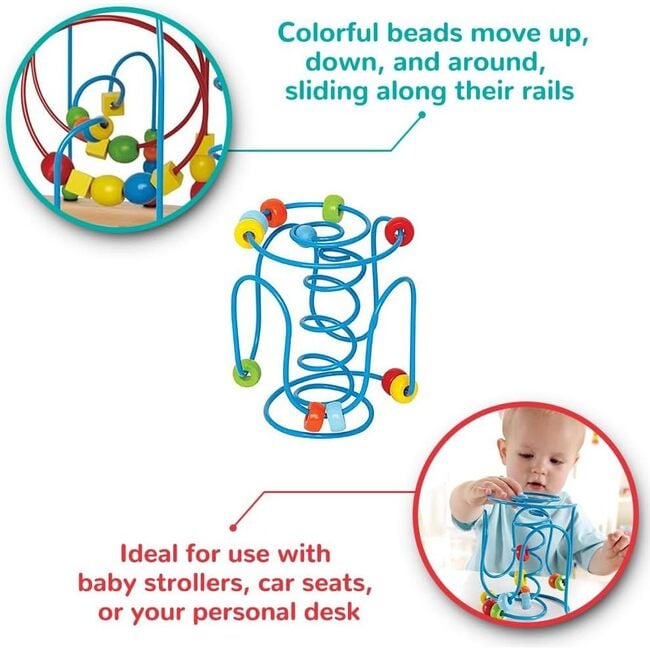 Hape: Spring-A-Ling - Wooden Beads & Blue Spiral Wire Maze - Play Kits - 2