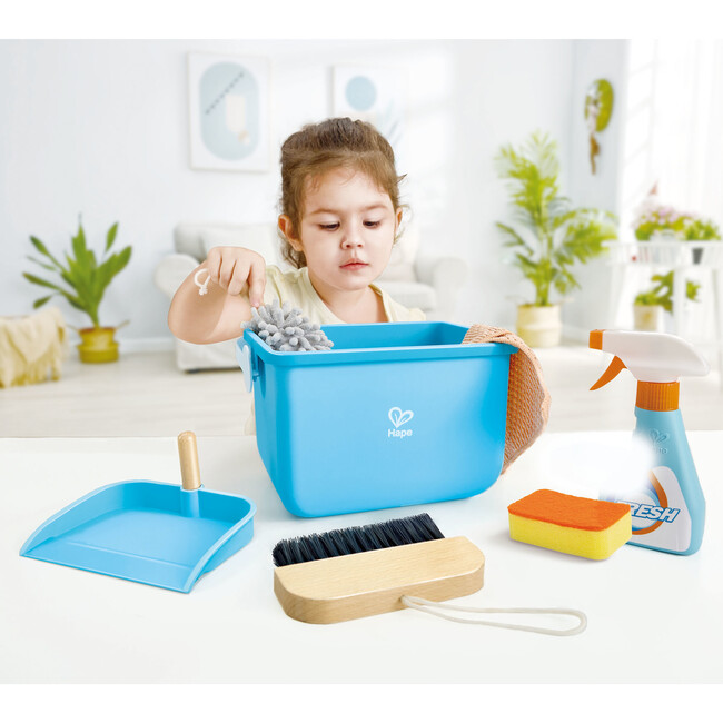 Hape: Scoot-Around Clean Up Bucket Set - 7pc - Role Play Toys - 2