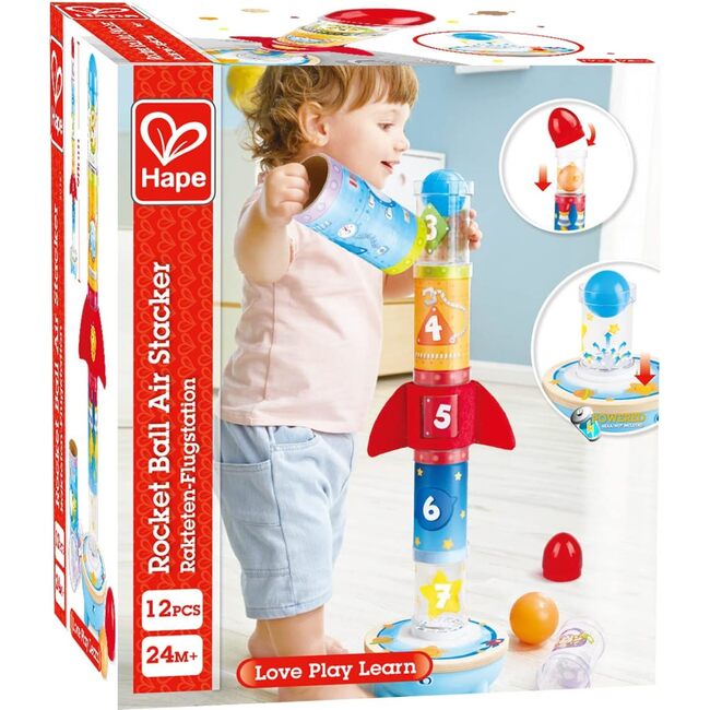 Hape: Rocket Ball Air Stacker - Sorting & Construction Stacking Toy - Play Kits - 3