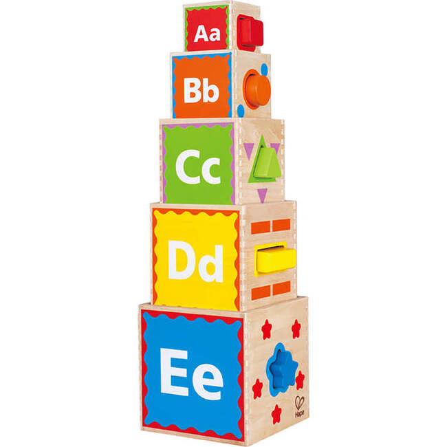 Hape: Pyramid of Play - 5 Wooden Nesting Blocks & Boxes