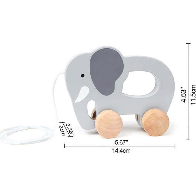 Hape: Push & Pull Elephant - Gray - Wooden Toy - Developmental Toys - 2