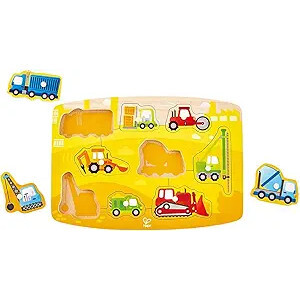 Hape: Peg Puzzle: Construction - 10pc Wooden Puzzle