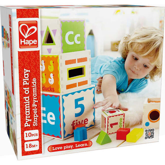 Hape: Pyramid of Play - 5 Wooden Nesting Blocks & Boxes - Play Kits - 2