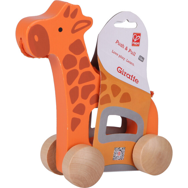 Hape: Push & Pull Giraffe - Orange - Wooden Toy