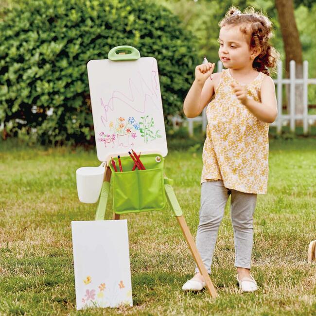 Hape: Portable Bamboo Easel - 14pc, Green & White - Arts & Crafts - 2