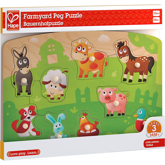 Hape: Peg Puzzle: Farmyard - 10pc Wooden Puzzle - Puzzles - 2